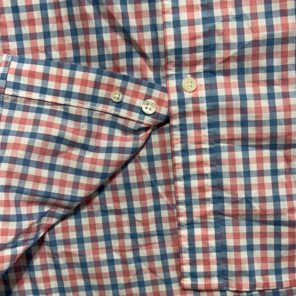 Chaps Button Down Men‎ XXL Red White Blue Gingham Short Sleeve Shirt 1667638 - Picture 8 of 10